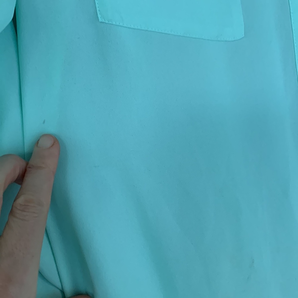 Express Turquoise Button-Up Blouse - Picture 6 of 7